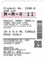 M-M-R II (MEASLES, MUMPS, AND RUBELLA VIRUS VACCINE LIVE) INJECTION, POWDER, LYOPHILIZED, FOR SUSPENSION [A-S MEDICATION SOLUTIONS]