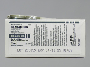 GENTAMICIN 80 MG/2 ML VIAL