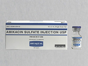 AMIKACIN SULF 500 MG/2 ML VIAL