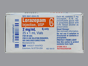 LORAZEPAM 2 MG/ML VIAL