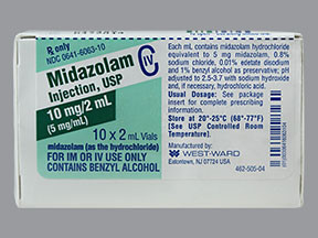 MIDAZOLAM HCL 10 MG/2 ML VIAL